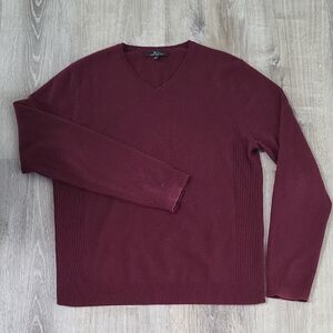 Men's Marc Anthony Cashmere Maroon V-Neck Sweater